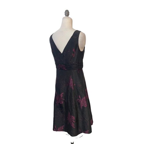 Elie Tahari Bethany Dress Black Plum Floral Embroidered 12 - Picture 3 of 5